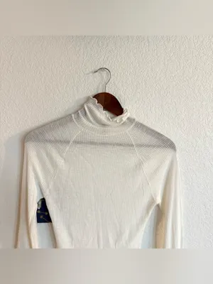 Free People Intimately Womens Shirt White Lightweight Waffle Knit Size XS thumbnail 3