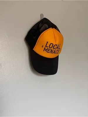 Local Menace Trucker Hat Yellow Black Snapback Hat thumbnail 2
