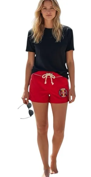 Patagonia Boardie 6 Special Red Avon Ocean Rescue Beach Patrol Shorts 4 thumbnail 2