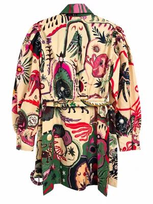 NWT Farm Rio Surreal Print Belted Long Sleeve Mini Dress Size S thumbnail 6
