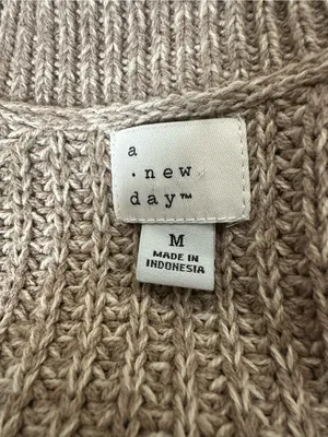 a new day Taupe V-Neck Chunky Knit Sweater thumbnail 7