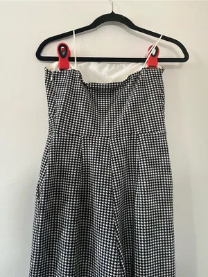 Express Black White Houndstooth Wide Leg Jumpsuit Small Preppy Business Casual thumbnail 7