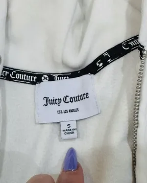 Juicy Couture Bling Velour Tracksuit Jacket Hoodie & Pants in Cream Soda thumbnail 11