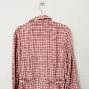 [Free People] Pink Olivia Gingham Plaid Oversized Double Breasted Blazer Large L thumbnail 10