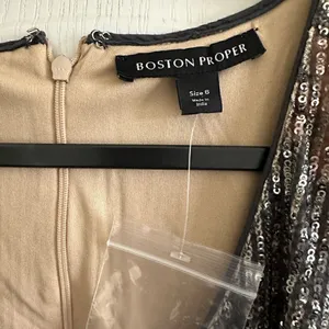 NTW Boston Proper Sequin V Neck Faux Wrap Knee Length Frimge Dress SIZE 6 thumbnail 4