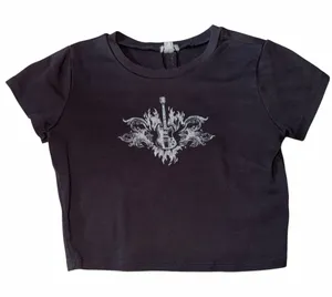 Garage plum baby tee with guitar detail short sleeve top thumbnail 1