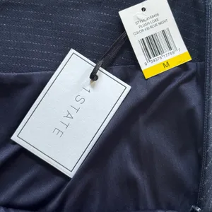 NWT 1.STATE Pinstripe Ruffle Wrap Mini Skirt Blue Night Navy 8158406 Medium thumbnail 5