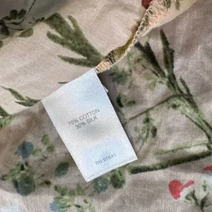 J. Jill Floral Cream Red‎ Green Peach Button Down Shirt Top S Cotton Silk thumbnail 6