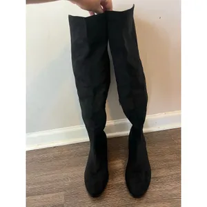 J. Crew Knee-high Boots with stretch low heel in black Size 11 thumbnail 3