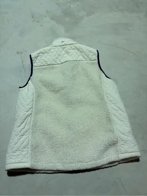 Vineyard vines Cream Sherpa Fleece Vest with Navy Trim medium thumbnail 4