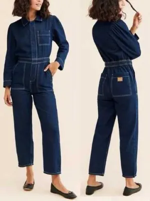 Anthropologie nully seventy + mochi Lorna denim blue jumpsuit size 4 NWT $215 thumbnail 2