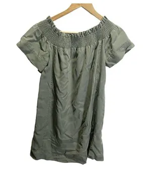 VINEYARD VINES‎ DRESS Madison Off The Shoulder Garment Dyed GREEN SIZE XS thumbnail 1