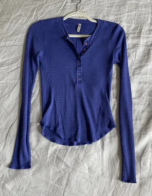 Free People Button Up Thermal Top thumbnail 1