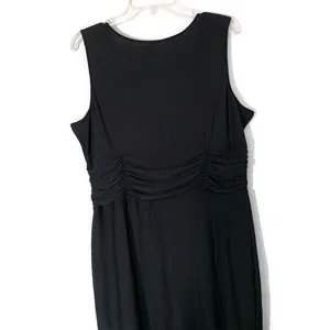 Black Faux Wrap Ruched Cocktail Dress XL Figure Flattering Stretch LBD thumbnail 9