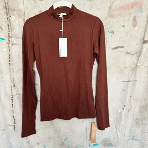 Reformation Bailey Long Sleeve Knit Top in Chestnut Brown thumbnail 3