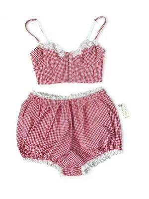 Forever 21 Gingham Bloomers Set Red thumbnail 2