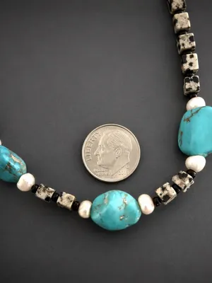 Southwestern Sterling Silver Turquoise Jasper Gemstone Necklace Custom Made thumbnail 3