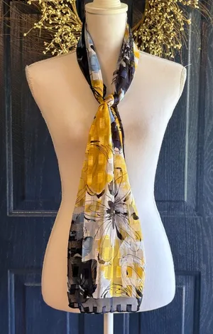 Christopher & Banks Yellow and Blue Floral Lightweight Scarf NWT thumbnail 1