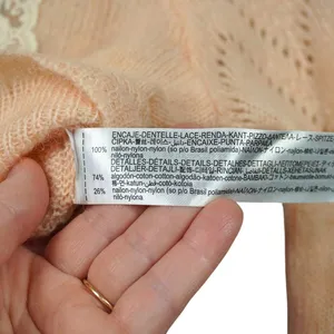ZARA Peach Pointelle‎ Lace Trim Cropped Cardigan Sweater Delicate Cottagecore thumbnail 6