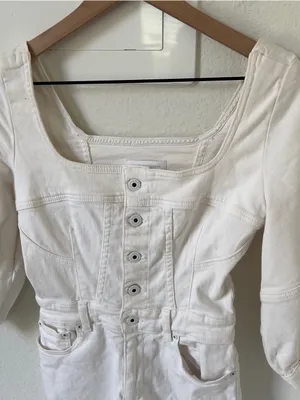 JONATHAN SIMKHAI STANDARD Poppy Puff-Sleeve Denim Mini Dress- White thumbnail 4