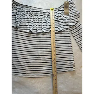 American Eagle Size-S Women's Striped Off The‎ Shoulder Top 3/4 Sleeve Shirt thumbnail 4