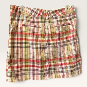 J. Crew Favorite Fit Skirt Size 8 Red Yellow Plaid Cotton Mini Preppy Classic thumbnail 2