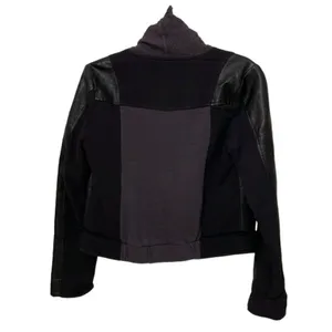 Miss Me Womens Jacket Small Dark Gray Black Mixed Media Faux Leather Moto Biker thumbnail 8