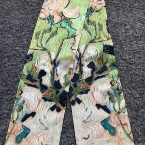 Summer Retro Hair Tied Oil Painting Long Silk Scarf Band Braided Chiffon new thumbnail 2