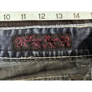 Rock & Roll Cowgirl‎ Bootcut Denim Jeans Pocket Beads Embroidered Gems Sz 29x32 thumbnail 7