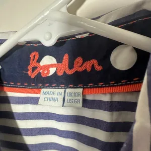 Boden Button Down Shirt Womens 6R Blue White Striped Cotton Long Sleeve Blouse‎ thumbnail 2