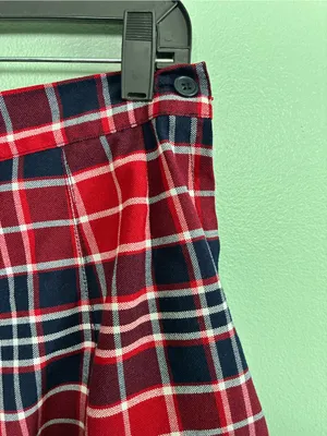 VTG Parker Plaid Tartan Pleated Mini Skirt Made in USA Preppy Dark Academia 32 L thumbnail 2