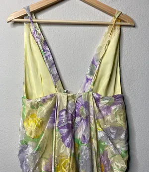ASOS Dress Floral Bloom Cami Plunge Ruche Midi Dress Size 8 thumbnail 6