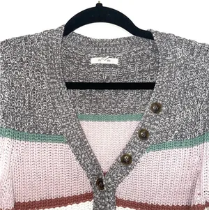 Maurices Henley Sweater Multicolor Striped V-neck Button Knit Pullover thumbnail 3