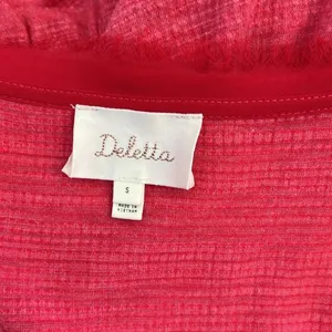 Anthro | Deletta Women's Thea‎ Pink Ruffle Peplum V-Neck Top thumbnail 5
