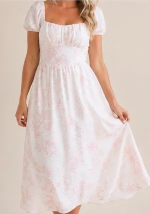 NEW Altar’d State White & Pink Floral Maxi Dress Size XL NWT thumbnail 1