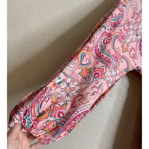 Venus 2 Romper Pink Paisley Long Sleeve V Neck Tie Waist Boho Shorts Linen Blend thumbnail 7