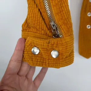 Free People Mustard‎ Yellow Corduroy Moto Jacket Belted Cropped Size S thumbnail 5
