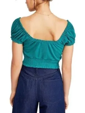 Free People We The Free Button Down Crop Top Size Small thumbnail 2