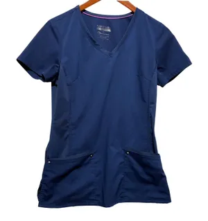 Healing‎ Hands Purple Label Women Scrub Top S Blue Stretch Medical Uniform Nurse thumbnail 1