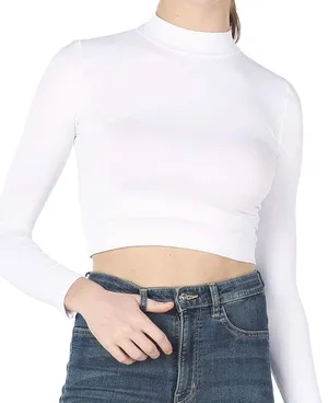 NIKIBIKI Women Seamless Long Sleeve Mock Neck Crop Top thumbnail 1