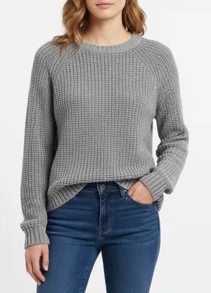 American Eagle Outfitters Sweater Women XL Gray Cotton Chunky Knit Raglan Sleeve thumbnail 1