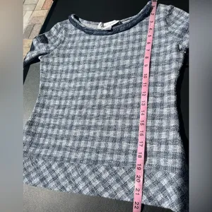 Sara Campbell top small rough texture checkered pattern cotton blend fluffy trim Blue thumbnail 8