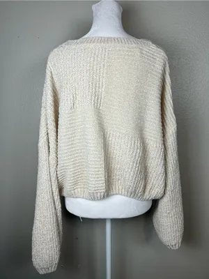 Altar’d State Cozy Cream Textured Knit Women's Sweater size Large thumbnail 2