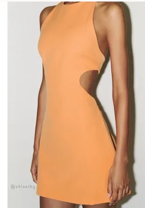 Zara orange halter cut out mini dress thumbnail 2