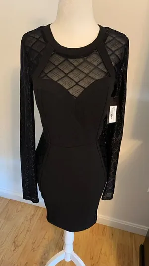 Black sexy dress formfitting, long sleeve black dress medium thumbnail 1