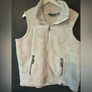 Free Country Vest Womens 2XL cream Faux Fur Sherpa Fleece Full Zip Pockets thumbnail 1