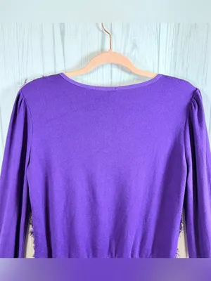 RYU Purple‎ Very Fairy Coquette Mesh Front Button-up Cardigan, Large thumbnail 8