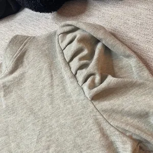 7 FOR ALL MANKIND‎ Puff Sleeve Button Up Cardigan Sweater Small Taupe Cream NWT thumbnail 5