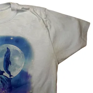 Mighty Fine Dolphin Graphic Tee‎ Blue Ocean Moon Y2K Coastal Top Sz XS Vacation thumbnail 6