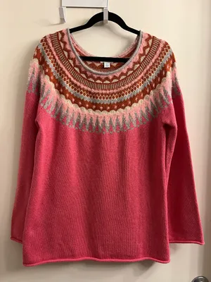 Sundance Pink Fair Isle Sweater Size Large thumbnail 1